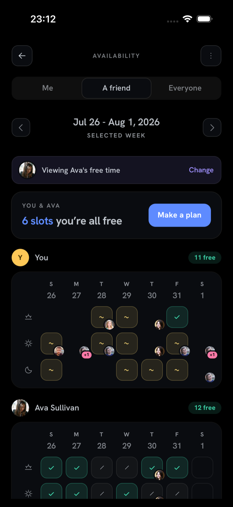 Sha shared availability, dark mode